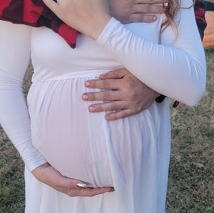 Off shoulder white maternity dress one size